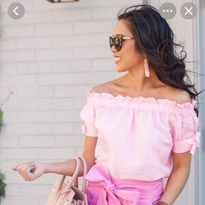 NWT J. Crew Pink Silk Bow-Tie Off-Shoulder Blouse